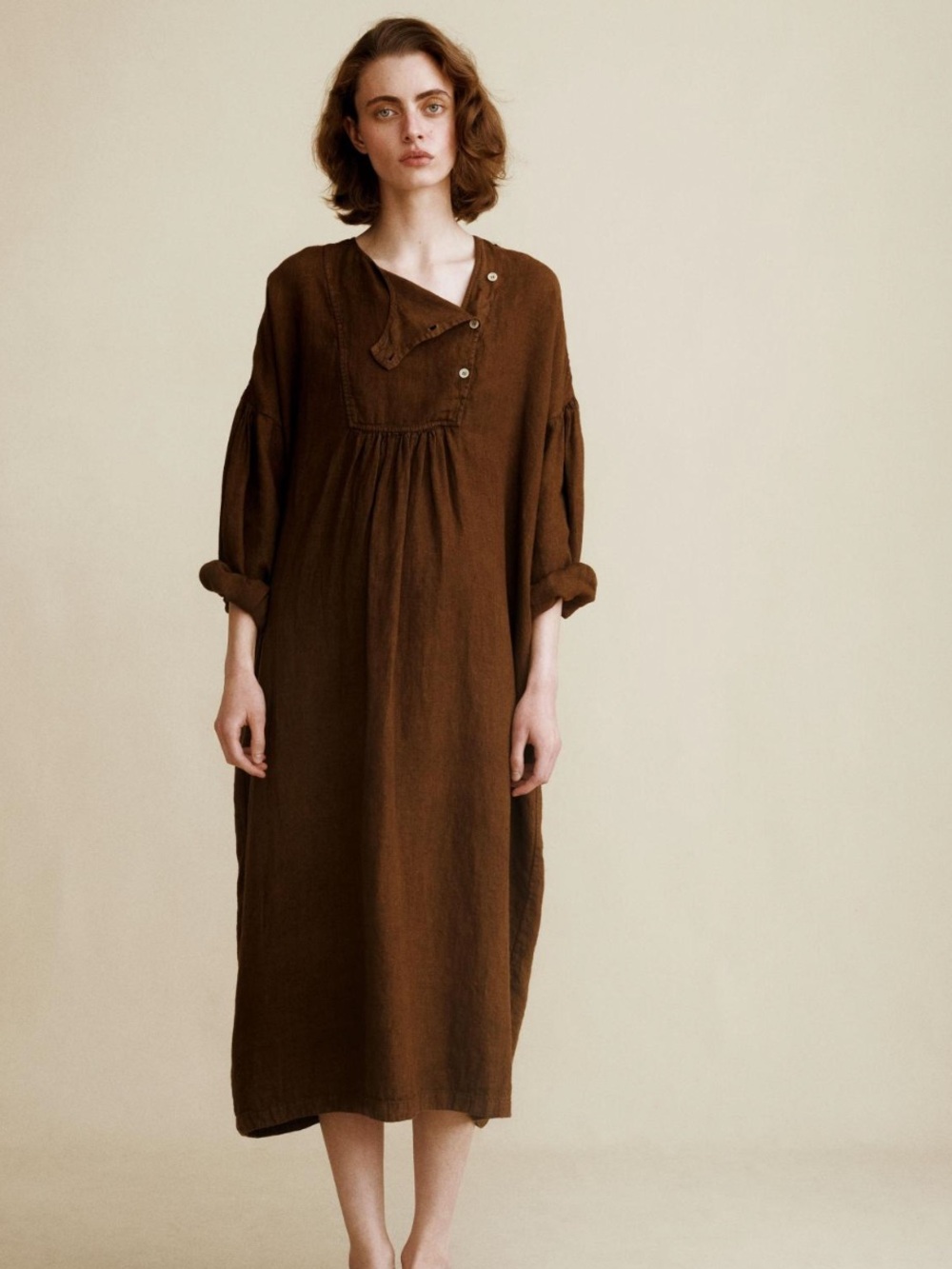 Zara NWT 100% LINEN DRESS CREATED BY CARAMEL LONDON X ZARA brown 2515/909